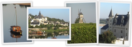 Candes Saint-Martin village and Montsoreau castle on the Loire river near Fontevraud l'Abbaye